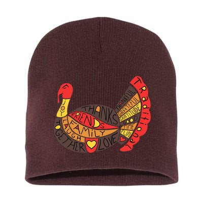 Happy Thanksgiving Day Turkey Short Acrylic Beanie