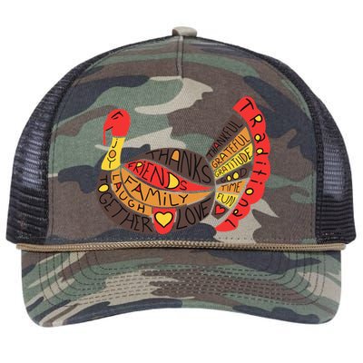 Happy Thanksgiving Day Turkey Retro Rope Trucker Hat Cap