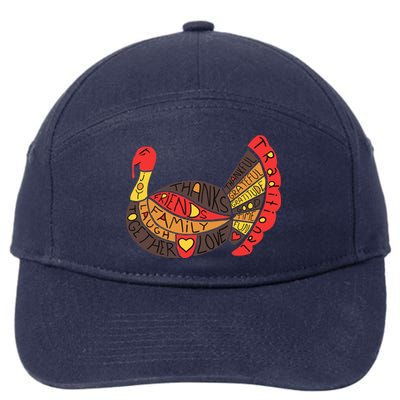 Happy Thanksgiving Day Turkey 7-Panel Snapback Hat