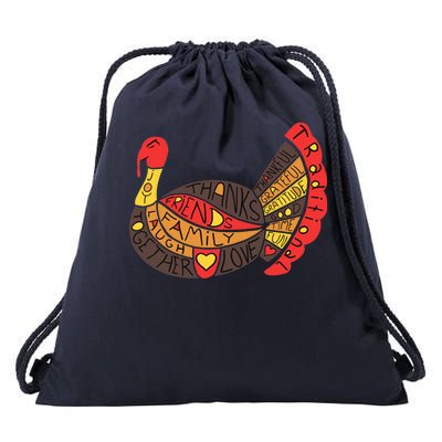 Happy Thanksgiving Day Turkey Drawstring Bag