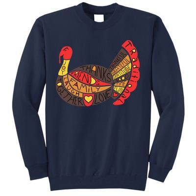 Happy Thanksgiving Day Turkey Tall Sweatshirt