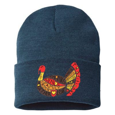 Happy Thanksgiving Day Turkey Sustainable Knit Beanie