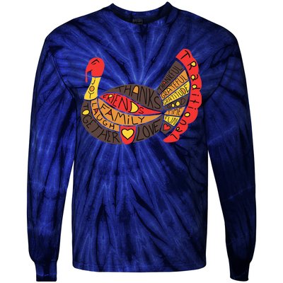 Happy Thanksgiving Day Turkey Tie-Dye Long Sleeve Shirt