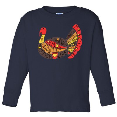 Happy Thanksgiving Day Turkey Toddler Long Sleeve Shirt