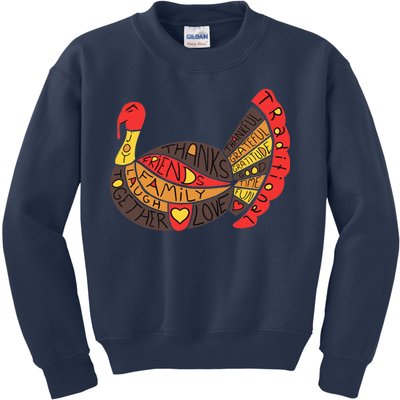 Happy Thanksgiving Day Turkey Kids Sweatshirt