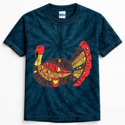 Happy Thanksgiving Day Turkey Kids Tie-Dye T-Shirt