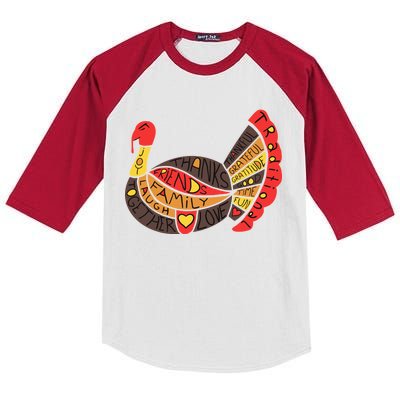 Happy Thanksgiving Day Turkey Kids Colorblock Raglan Jersey