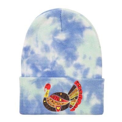 Happy Thanksgiving Day Turkey Tie Dye 12in Knit Beanie