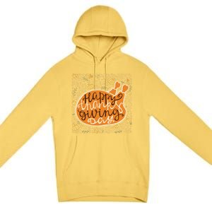 Happy Thanksgiving Day Turkey Pumpkin Logo Premium Pullover Hoodie