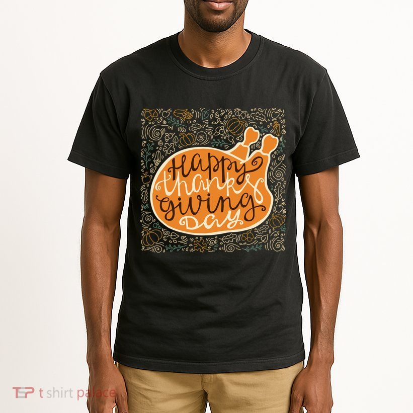 Happy Thanksgiving Day Turkey Pumpkin Logo Tall T-Shirt