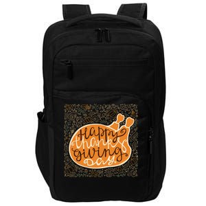 Happy Thanksgiving Day Turkey Pumpkin Logo Impact Tech Backpack