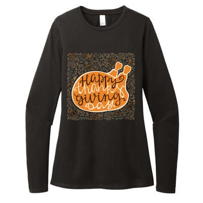 Happy Thanksgiving Day Turkey Pumpkin Logo Womens CVC Long Sleeve Shirt