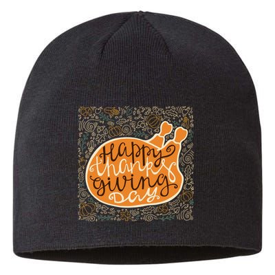 Happy Thanksgiving Day Turkey Pumpkin Logo Sustainable Beanie