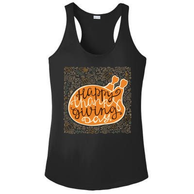 Happy Thanksgiving Day Turkey Pumpkin Logo Ladies PosiCharge Competitor Racerback Tank