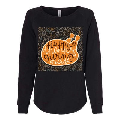 Happy Thanksgiving Day Turkey Pumpkin Logo Womens California Wash Sweatshirt