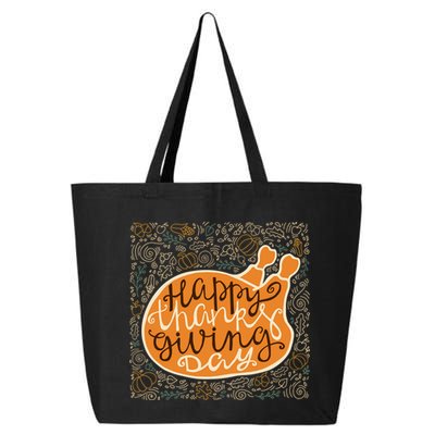 Happy Thanksgiving Day Turkey Pumpkin Logo 25L Jumbo Tote