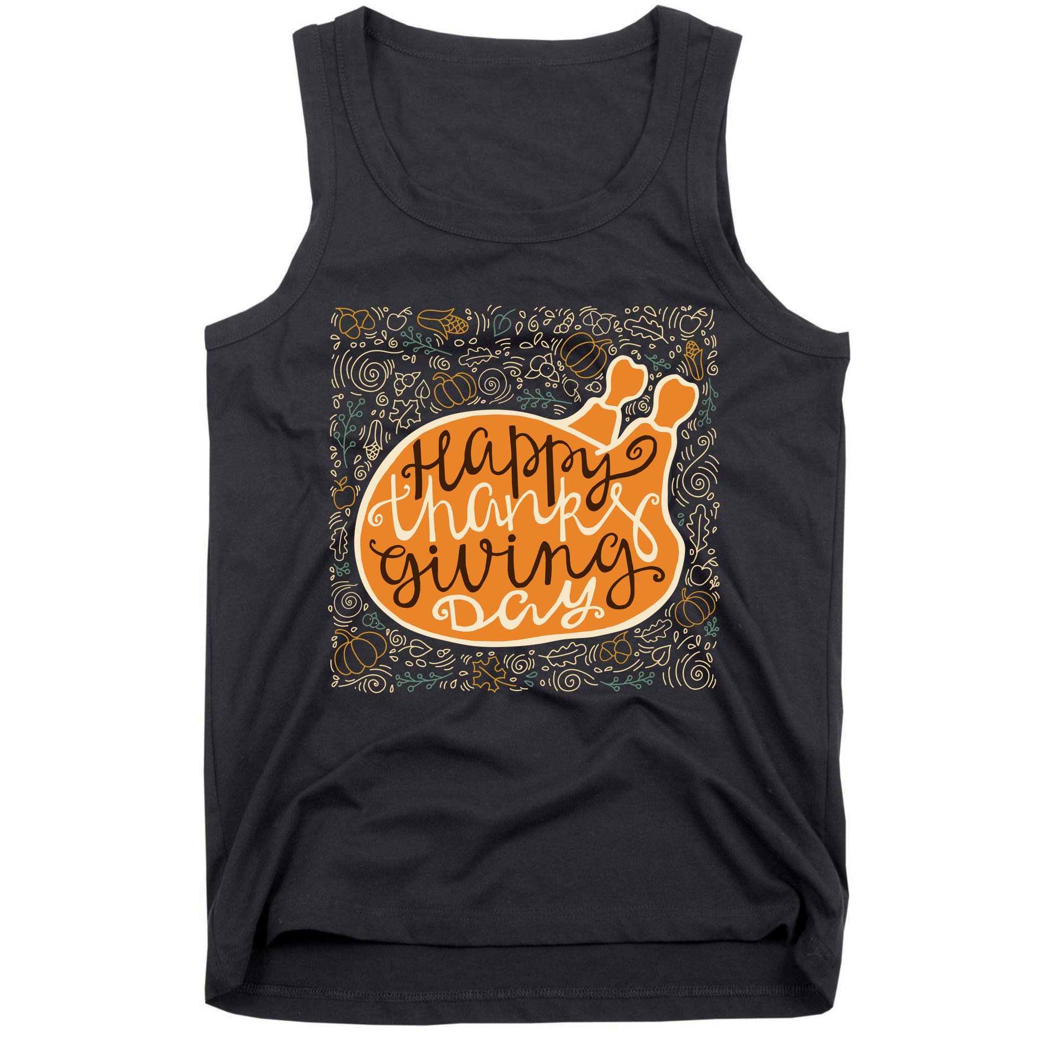 Happy Thanksgiving Day Turkey Pumpkin Logo Tank Top