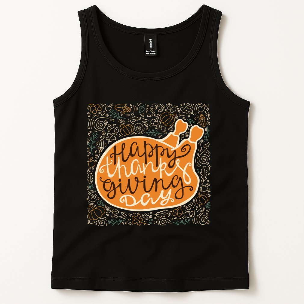 Happy Thanksgiving Day Turkey Pumpkin Logo Tank Top