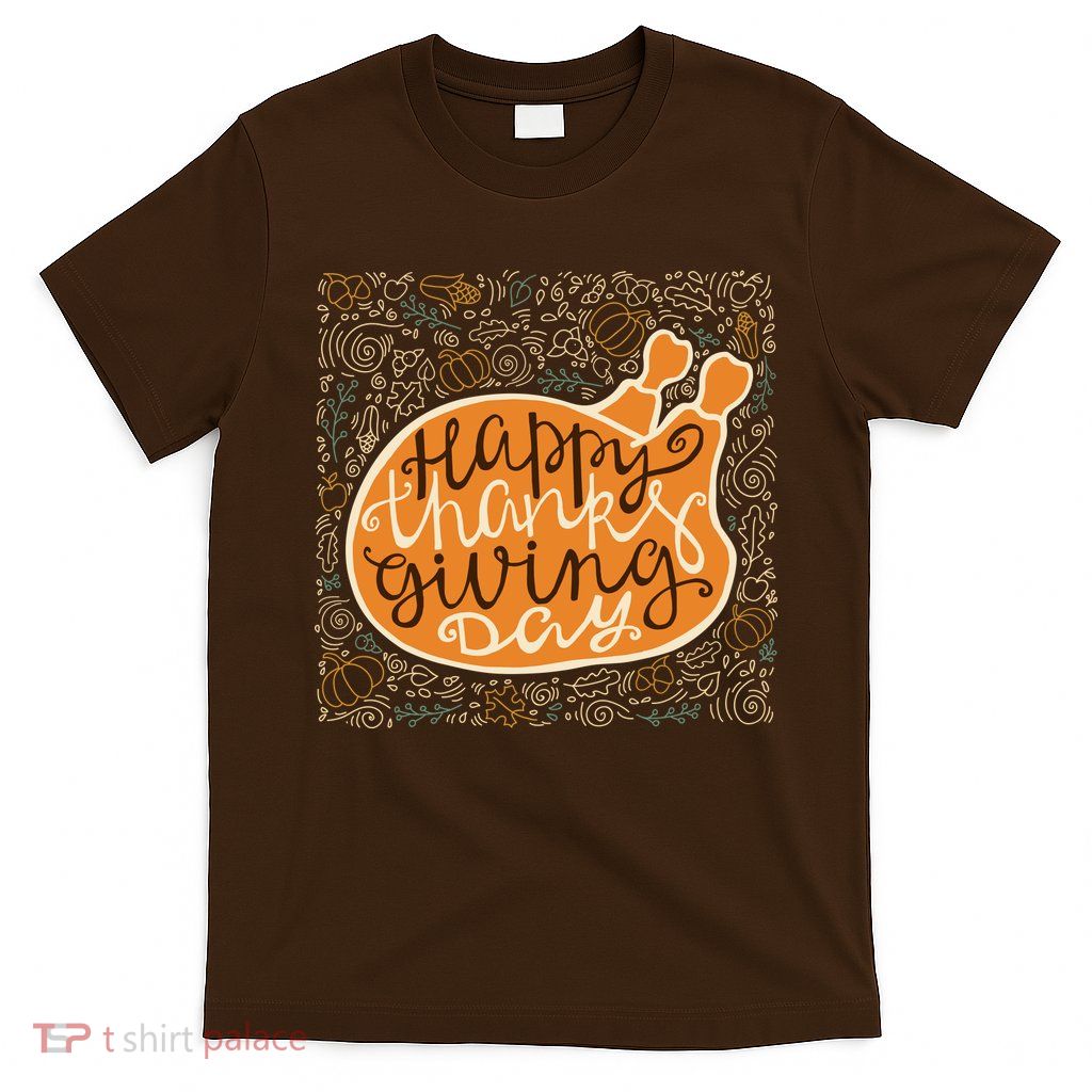Happy Thanksgiving Day Turkey Pumpkin Logo T-Shirt