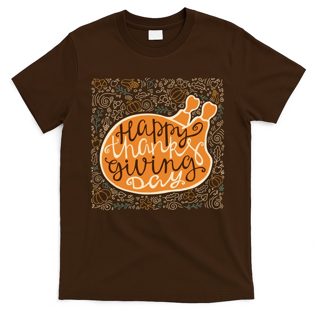 Happy Thanksgiving Day Turkey Pumpkin Logo T-Shirt