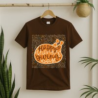 Happy Thanksgiving Day Turkey Pumpkin Logo T-Shirt