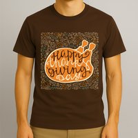 Happy Thanksgiving Day Turkey Pumpkin Logo T-Shirt