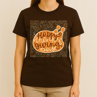 Happy Thanksgiving Day Turkey Pumpkin Logo T-Shirt