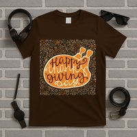 Happy Thanksgiving Day Turkey Pumpkin Logo T-Shirt