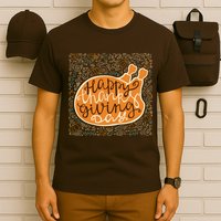 Happy Thanksgiving Day Turkey Pumpkin Logo T-Shirt
