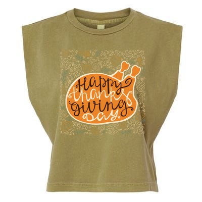 Happy Thanksgiving Day Turkey Pumpkin Logo Garment-Dyed Women's Muscle Tee