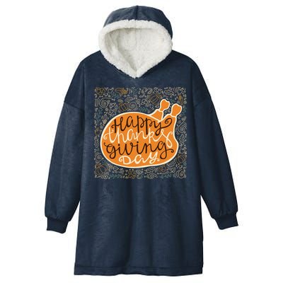 Happy Thanksgiving Day Turkey Pumpkin Logo Hooded Wearable Blanket