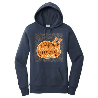 Happy Thanksgiving Day Turkey Pumpkin Logo Women's Pullover Hoodie