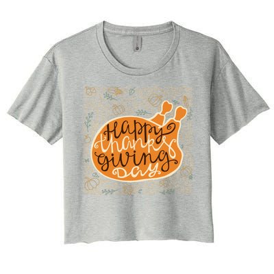 Happy Thanksgiving Day Turkey Pumpkin Logo Women's Crop Top Tee