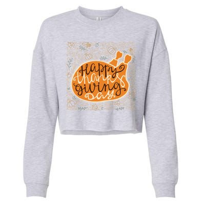 Happy Thanksgiving Day Turkey Pumpkin Logo Cropped Pullover Crew