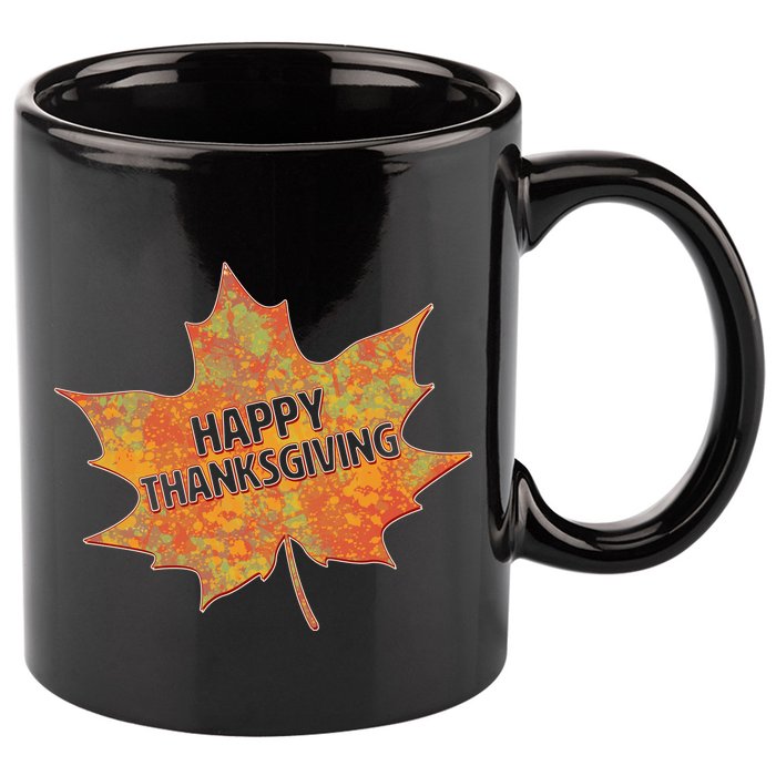 Happy Thanksgiving Fall Leaf 11oz C Handle Ceramic Mug
