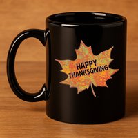 Happy Thanksgiving Fall Leaf 11oz C Handle Ceramic Mug