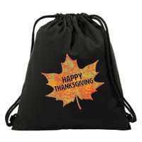 Happy Thanksgiving Fall Leaf Drawstring Bag