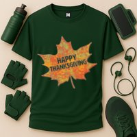 Happy Thanksgiving Fall Leaf Cooling Performance Crew T-Shirt