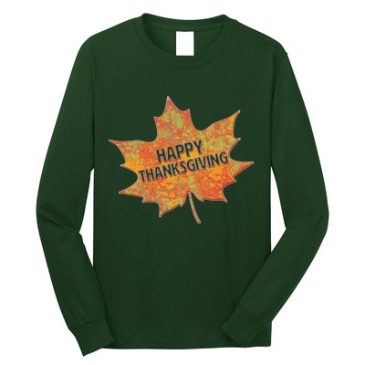 Happy Thanksgiving Fall Leaf Long Sleeve Shirt