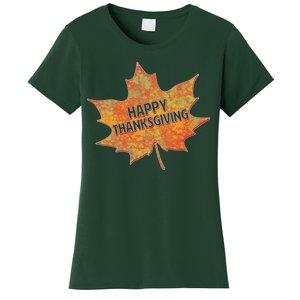 Happy Thanksgiving Fall Leaf Women's T-Shirt