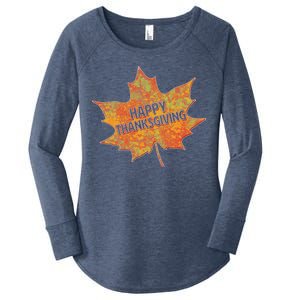 Happy Thanksgiving Fall Leaf Women's Perfect Tri Tunic Long Sleeve Shirt