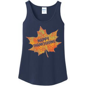 Happy Thanksgiving Fall Leaf Ladies Essential Tank