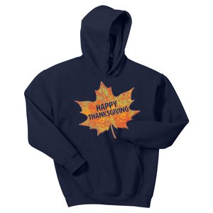 Happy Thanksgiving Fall Leaf Kids Hoodie