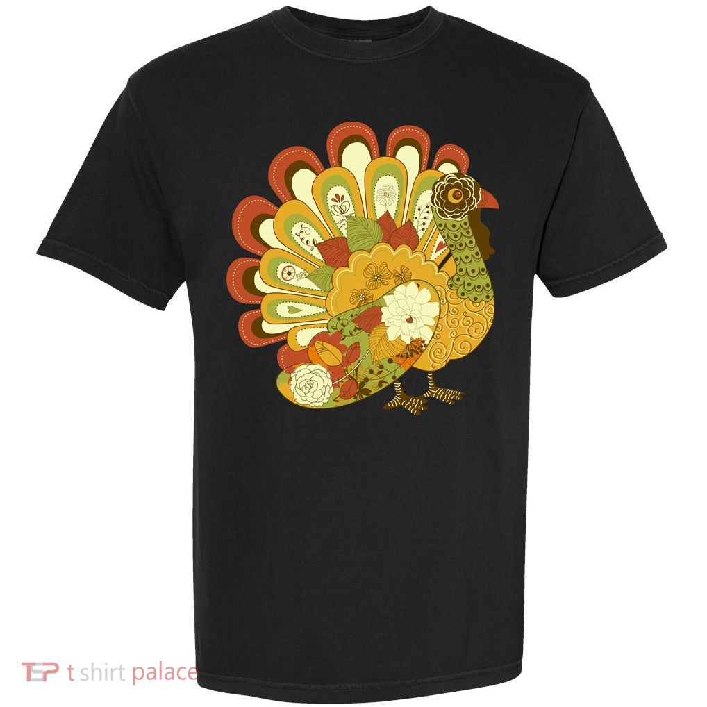 Happy Thanksgiving Floral Turkey Garment-Dyed Heavyweight T-Shirt