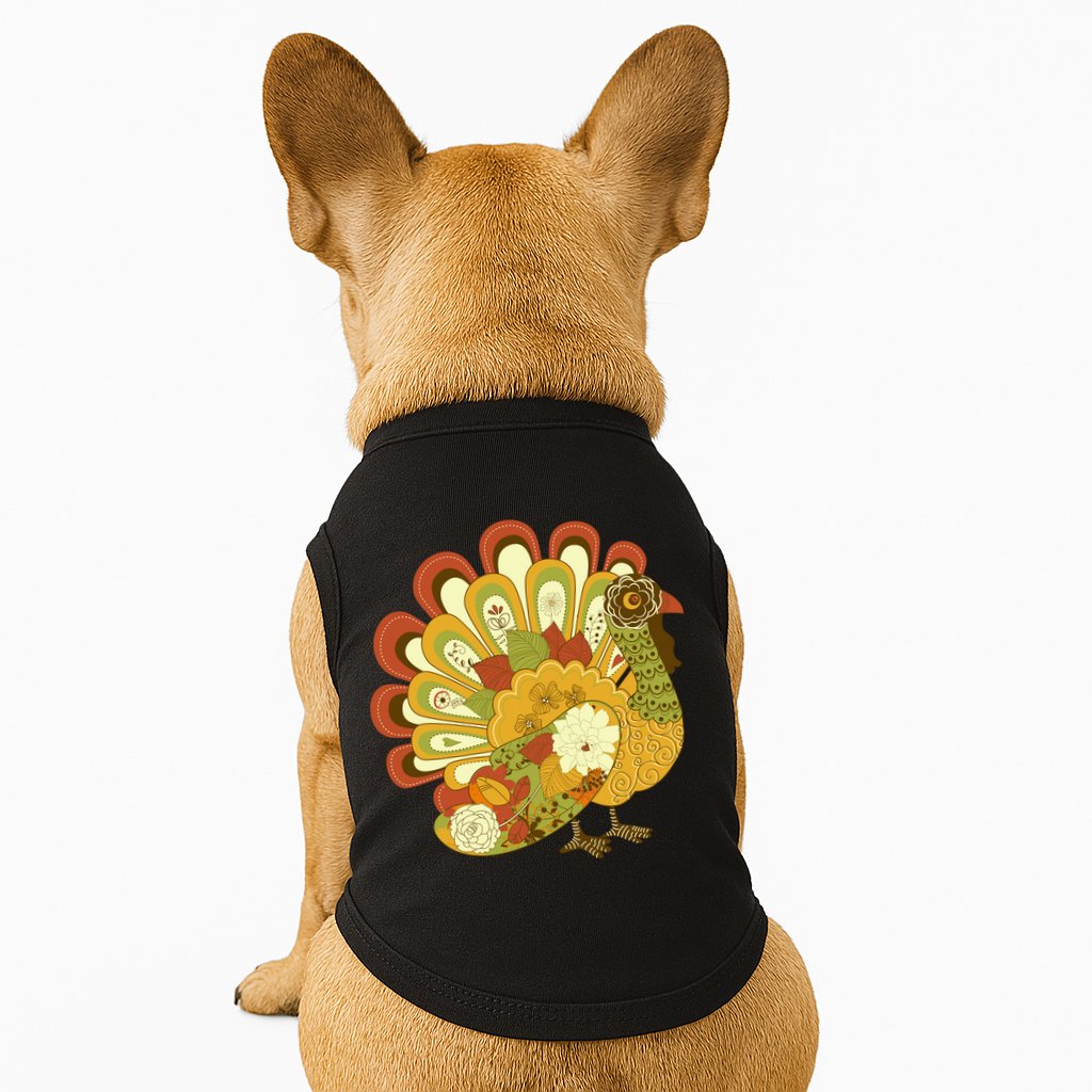 Happy Thanksgiving Floral Turkey Doggie Tank