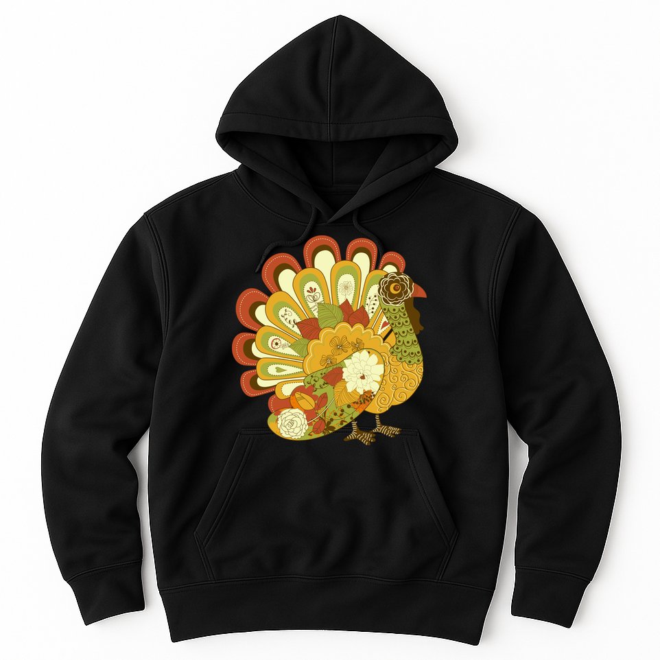 Happy Thanksgiving Floral Turkey Hoodie