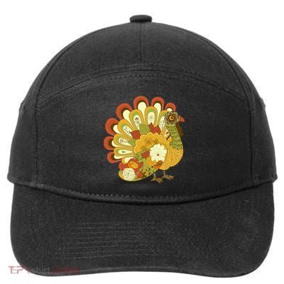 Happy Thanksgiving Floral Turkey 7-Panel Snapback Hat
