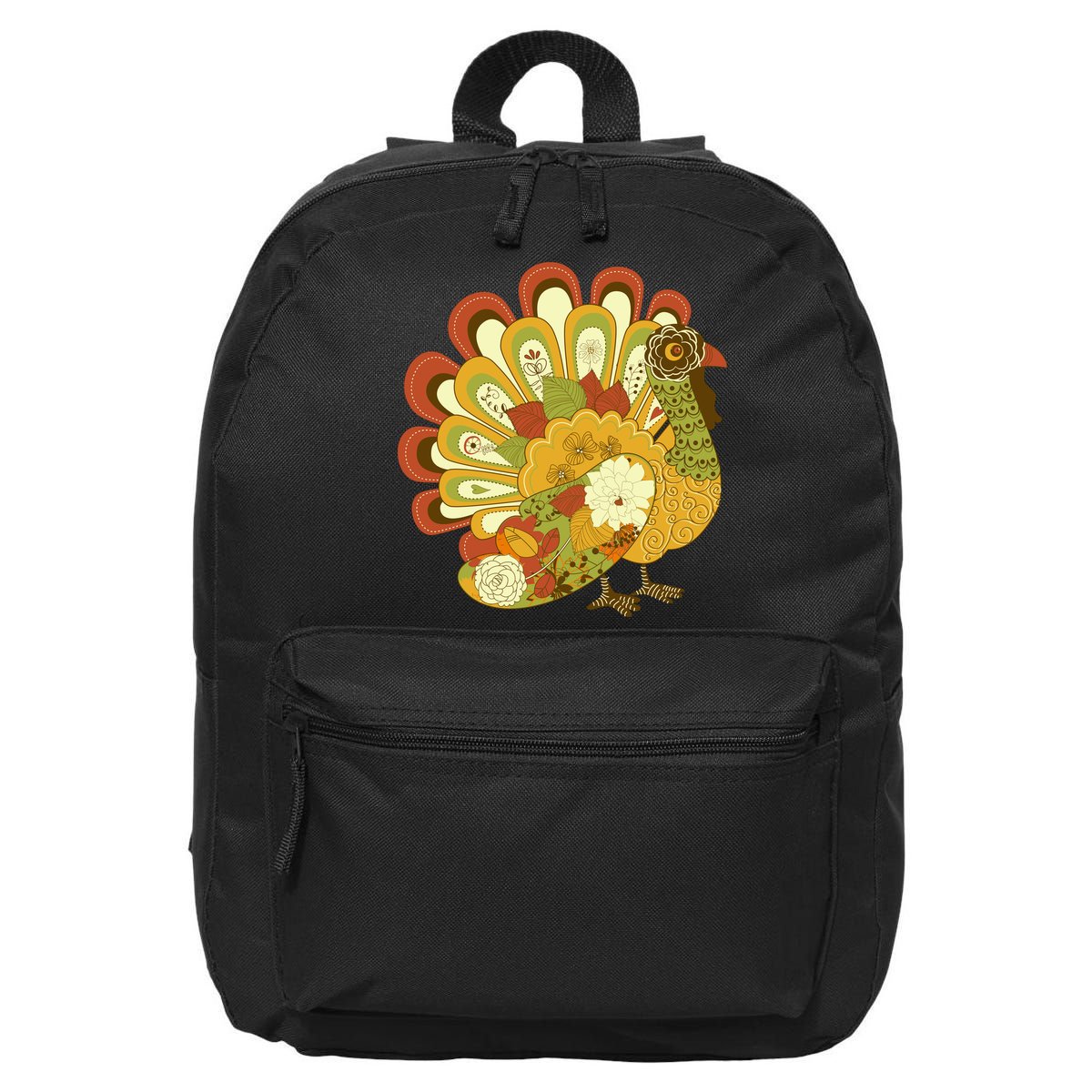 Happy Thanksgiving Floral Turkey 16 in Basic Backpack