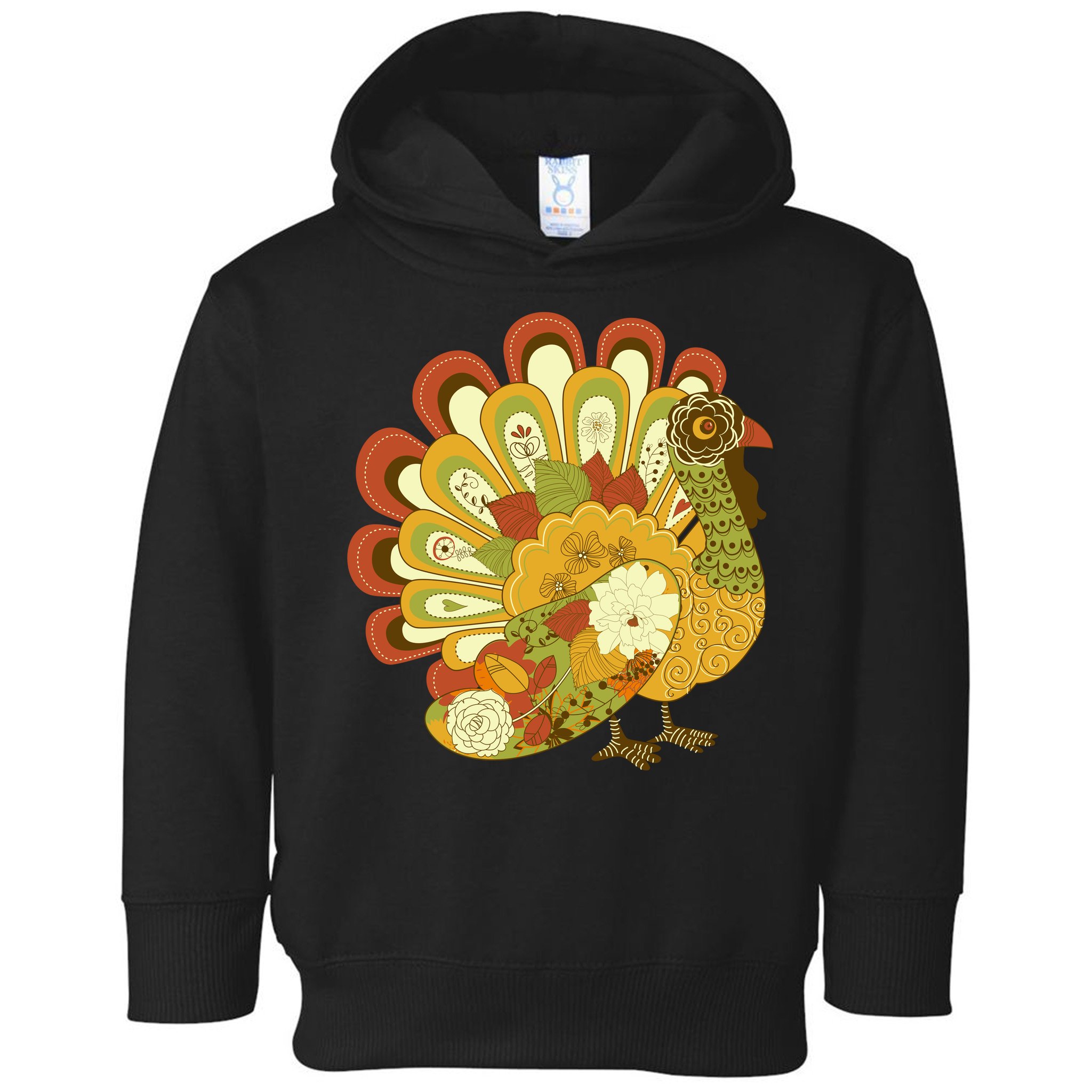 Happy Thanksgiving Floral Turkey Toddler Hoodie