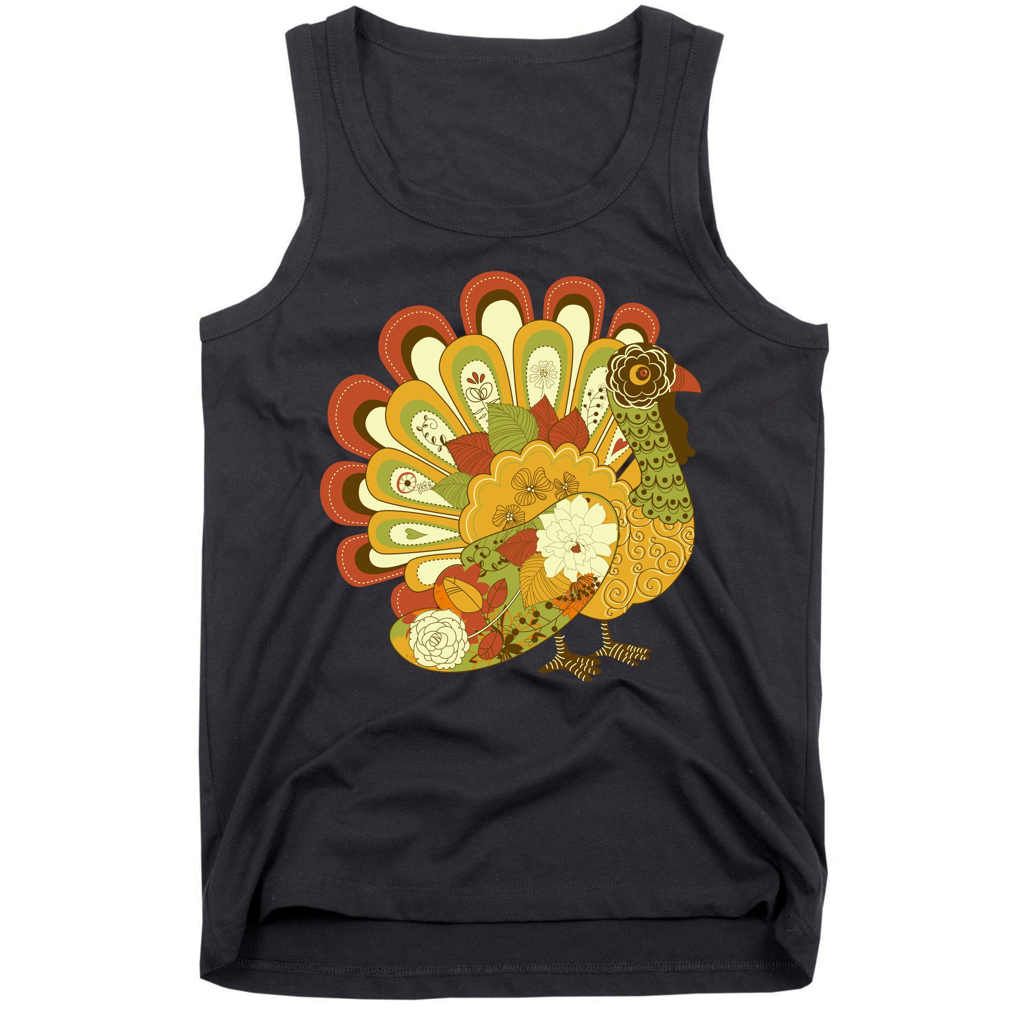 Happy Thanksgiving Floral Turkey Tank Top